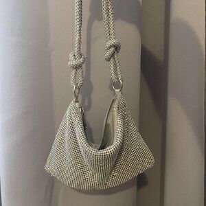 Sparkly Rhinestone Evening Bag, Silver